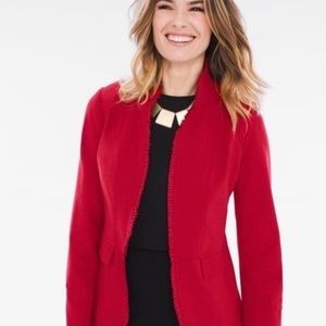Chico’s Ruffle Trim Ponte Blazer size 2 (Medium) EUC